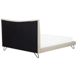 Beliani Bed Fabric Lannion 180 X 200 Cm (Eu Super King) Light Beige - thumbnail 5