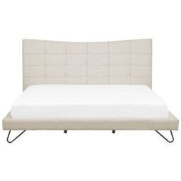 Beliani Bed Fabric Lannion 180 X 200 Cm (Eu Super King) Light Beige - thumbnail 4
