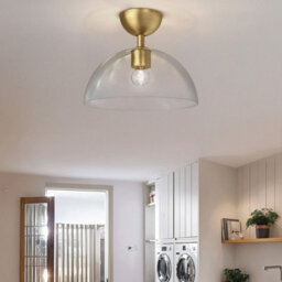 Luminosa Lighting Elstead Alora Mood Jude Bowl Semi Flush Ceiling Light Contemporary Brushed Gold 1X E27 - thumbnail 4
