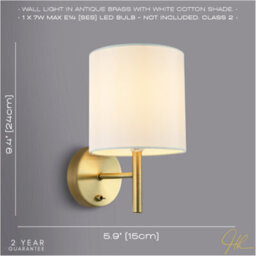 Happy Homewares Contemporary Bedside Wall Lamp In Antique Brass With Toggle Switch And Shade - thumbnail 6