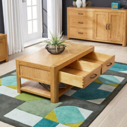 The Furniture Market Soho Oak Curved Coffee Table With 2 Drawers - thumbnail 4