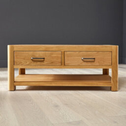 The Furniture Market Soho Oak Curved Coffee Table With 2 Drawers - thumbnail 5
