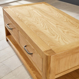 The Furniture Market Soho Oak Curved Coffee Table With 2 Drawers - thumbnail 6