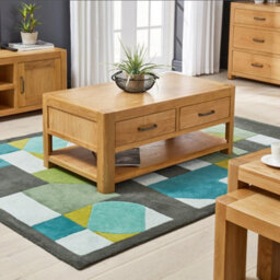 The Furniture Market Soho Oak Curved Coffee Table With 2 Drawers - thumbnail 2