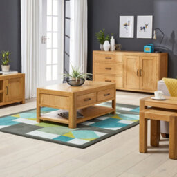 The Furniture Market Soho Oak Curved Coffee Table With 2 Drawers - thumbnail 3