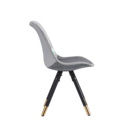 Life Interiors Set Of 4 Dark Grey Sofia Ergonomic Modern Dining Chairs Upholstered In Velvet, Metal Legs With Gold End Tips - thumbnail 3