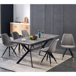 Life Interiors Set Of 4 Dark Grey Sofia Ergonomic Modern Dining Chairs Upholstered In Velvet, Metal Legs With Gold End Tips - thumbnail 9