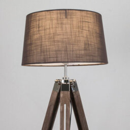 Valuelights Clipper Modern Distressed Wood And Silver Chrome Tripod Floor Lamp With Grey Shade - thumbnail 3