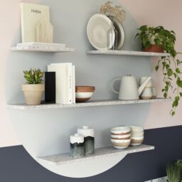 GoodHome Rigga Modular Terrazzo Grey Oak Effect Rectangular Floating Shelf (L)118Cm X (D)19Cm - thumbnail 4