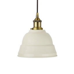 Clay White Lincoln Painted Dome Pendant Light With Matt Antique Brass Lamp Holder And Black Round Cable - Se Home - thumbnail 1