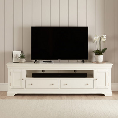 The Furniture Market Wilmslow White Painted Xxl Widescreen Tv Unit Stand Up To 100 Tv Size - image 1