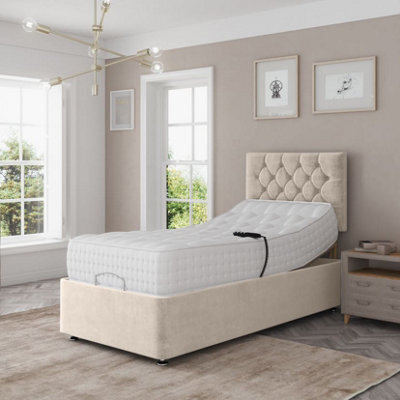 Madison Electric Adjustable Bed Set Fabric Pocket Sprung Mattress Chesterfield Headboard - image 1