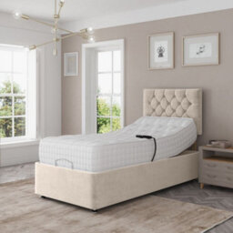 Madison Electric Adjustable Bed Set Fabric Pocket Sprung Mattress Chesterfield Headboard - thumbnail 1