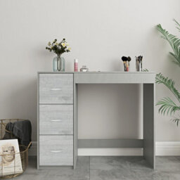 Urbn-Living Urbnliving Height 79.5 Cm 3 Drawer Wooden Bedroom Dressing Computer Work Table Desk Grey Carcass And Ash Grey Drawers Jewellery - thumbnail 2
