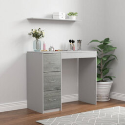 Urbn-Living Urbnliving Height 79.5 Cm 3 Drawer Wooden Bedroom Dressing Computer Work Table Desk Grey Carcass And Ash Grey Drawers Jewellery - thumbnail 3