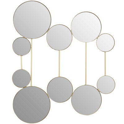 Orsina Multi Circular Wall Mirror, Wall Mirror With Gold Finish Frame, Wall Mirror For Living Room And Hallway - image 1