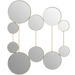 Orsina Multi Circular Wall Mirror, Wall Mirror With Gold Finish Frame, Wall Mirror For Living Room And Hallway