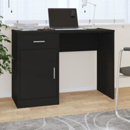 Berkfield Desk With Drawer&cabinet Black 100X40X73 Cm Engineered Wood - thumbnail 1