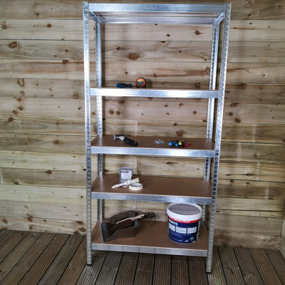 Samuel Alexander Set Of 2 Garage Shelving 90Cm Wide & 180Cm High Heavy Duty 5 Tier Multipurpose Metal Racking Unit  Or Warehouse Shelving Storage - image 1