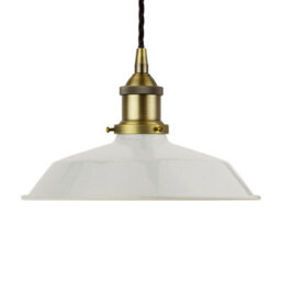 Pale Grey Small Trinity Metal Painted Dome Pendant Light With Matt Antique Brass Lamp Holder And Black Twisted Cable - Se Home - thumbnail 1