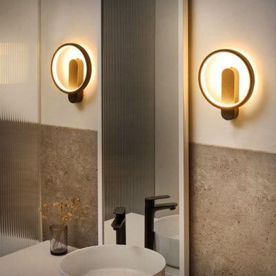Beliani 2Pc Integrated Led Wall Lamps Black Round Metal With Silicone Diffuser, Warm White, Pack Of 2 - image 1