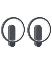 Beliani 2Pc Integrated Led Wall Lamps Black Round Metal With Silicone Diffuser, Warm White, Pack Of 2 - thumbnail 2
