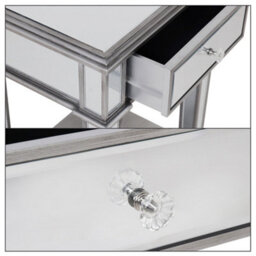Artloge 2 Tier Luxury Silver Mirrored Side Table Nightstand With Drawer Sofa Side Bedside - thumbnail 3