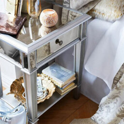 Artloge 2 Tier Luxury Silver Mirrored Side Table Nightstand With Drawer Sofa Side Bedside - thumbnail 5