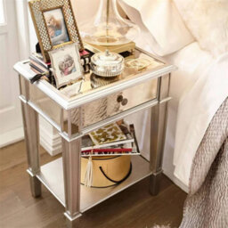 Artloge 2 Tier Luxury Silver Mirrored Side Table Nightstand With Drawer Sofa Side Bedside - thumbnail 9