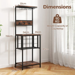 Costway Freestanding Wine Rack Floor Wine Bar Cabinet W/ Glass Racks-Brown - thumbnail 2