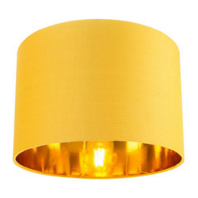 Happy Homewares Contemporary Ochre Cotton 12 Table/pendant Lamp Shade With Shiny Gold Inner - image 1