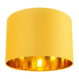 Happy Homewares Contemporary Ochre Cotton 12 Table/pendant Lamp Shade With Shiny Gold Inner