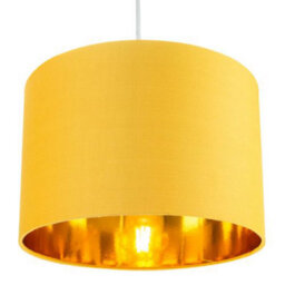 Happy Homewares Contemporary Ochre Cotton 12 Table/pendant Lamp Shade With Shiny Gold Inner - thumbnail 4