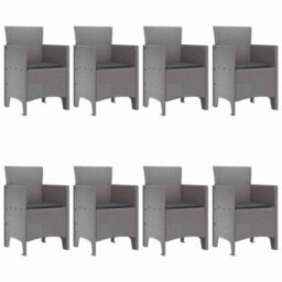 Berkfield Modern Garden Dining Set 9 Pcs Light Grey Polt Rattan - thumbnail 4