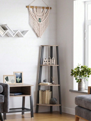 LEDREM Corner Shelf Unit, 4-Tier Corner Shelf, Ladder Shelf For Living Room, Bookshelf Or Plant Stand, Industrial Accent Furniture - image 1