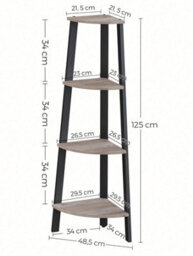 LEDREM Corner Shelf Unit, 4-Tier Corner Shelf, Ladder Shelf For Living Room, Bookshelf Or Plant Stand, Industrial Accent Furniture - thumbnail 6