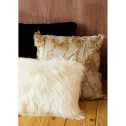 Orsina Black Square Faux Fur Cushion, Luxe Feather-Filled Throw Pillow With Faux-Suede Reverse, Accent Cushion - thumbnail 8
