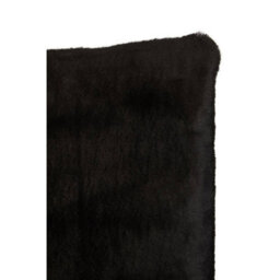 Orsina Black Square Faux Fur Cushion, Luxe Feather-Filled Throw Pillow With Faux-Suede Reverse, Accent Cushion - thumbnail 9