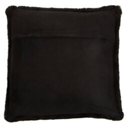 Orsina Black Square Faux Fur Cushion, Luxe Feather-Filled Throw Pillow With Faux-Suede Reverse, Accent Cushion - thumbnail 3