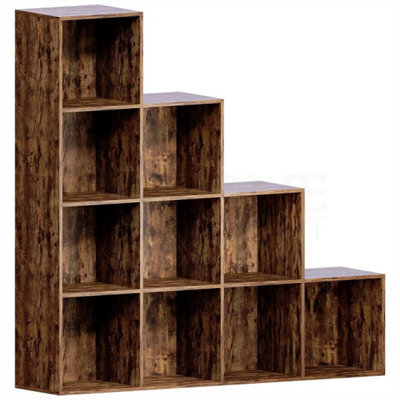 10 Cube Staircase Storage Unit Organizer Dark Wood - image 1