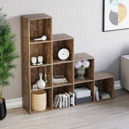 10 Cube Staircase Storage Unit Organizer Dark Wood - thumbnail 4