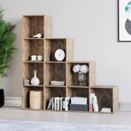 10 Cube Staircase Storage Unit Organizer Dark Wood - thumbnail 3