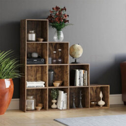 10 Cube Staircase Storage Unit Organizer Dark Wood - thumbnail 6