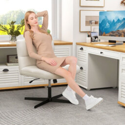 Costway Armless Home Office Chair Swivel Desk Chair Height Adjustable Task Vanity Chair - thumbnail 8