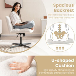 Costway Armless Home Office Chair Swivel Desk Chair Height Adjustable Task Vanity Chair - thumbnail 3