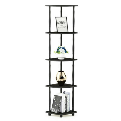 Walplus Furinno Turn-N-Tube 5 Tier Corner Display Rack Multipurpose Shelving Unit With Classic Tubes, Espresso/black - image 1