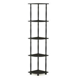 Walplus Furinno Turn-N-Tube 5 Tier Corner Display Rack Multipurpose Shelving Unit With Classic Tubes, Espresso/black - thumbnail 4