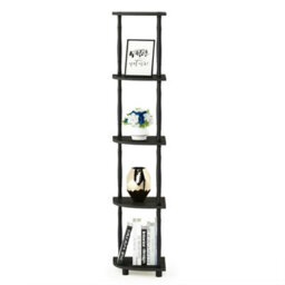 Walplus Furinno Turn-N-Tube 5 Tier Corner Display Rack Multipurpose Shelving Unit With Classic Tubes, Espresso/black - thumbnail 2