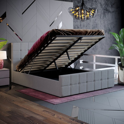 Lassic Vida Designs Valentina Light Grey Linen Ukfr 5Ft King Size Ottoman Bed Frame, 200 X 150Cm - image 1