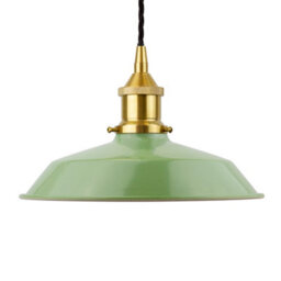 Mint Green Small Trinity Metal Painted Dome Pendant Light With Polished Brass Lamp Holder And Black Twisted Cable - Se Home - thumbnail 1